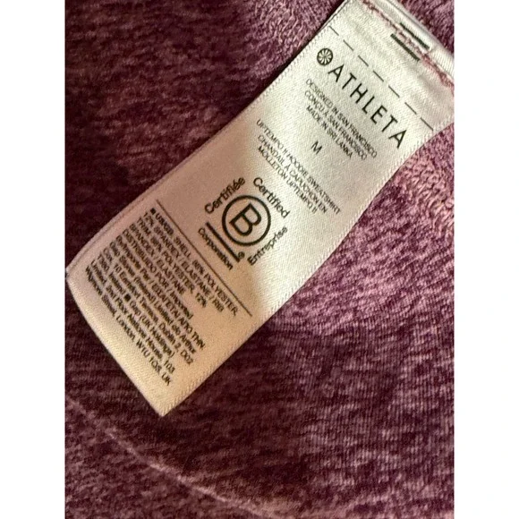 Athleta Uptempo II Hoodie Long Sleeve Heathered Purple Shirt Size M Athletic Top - Picture 7 of 10